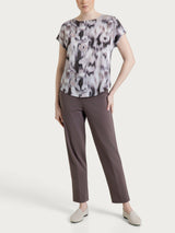 Blusa estampada de manga corta en Ecoseta Púrpura Mujer - Ragno