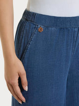 Jeans ampio alla caviglia con vita piatta in Super Light Denim Viola Donna - Ragno