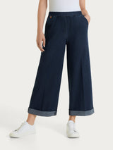 Jeans ampio alla caviglia con vita piatta in Super Light Denim Blu Donna - Ragno