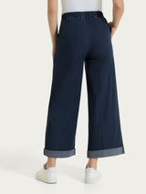 Jeans ampio alla caviglia con vita piatta in Super Light Denim Blu Donna - Ragno