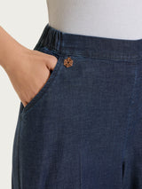 Jeans a palazzo con tasche e vita piatta in Super Light Denim Blu Donna - Ragno