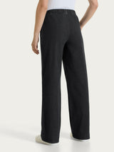 Jeans ampio con tasche e vita piatta in Super Light Denim Neri Donna - Ragno