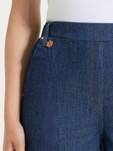 Jeans ampio alla caviglia con tasche e vita piatta in Light Denim Blu Donna - Ragno