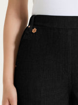 Jeans ampio alla caviglia con tasche e vita piatta in Light Denim Neri Donna - Ragno