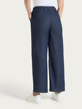 Jeans ampio alla caviglia con tasche e vita piatta in Light Denim Viola Donna - Ragno