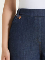 Jeans ampio alla caviglia con tasche e vita piatta in Light Denim Viola Donna - Ragno