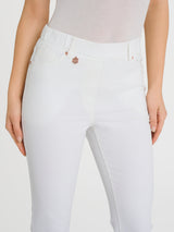 Jeans a gamba dritta con tasche e vita piatta in Light Denim Bianchi Donna - Ragno