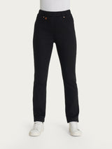 Jeans a gamba dritta con tasche e vita piatta in Light Denim Neri Donna - Ragno