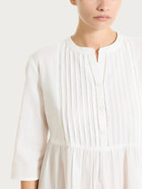 Weißes langes Kleid aus Baumwoll-Musselin mit Volants - Ragno