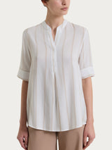 Bianco Damen Ecoseta Bluse mit kurzen Ärmeln und Streifen - Ragno