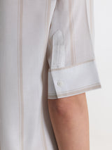 Blusa a righe spaziate e manica corta in EcoSeta Bianchi Donna - Ragno