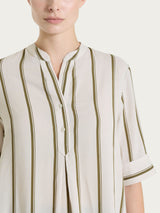 Blusa a righe spaziate e manica corta in EcoSeta Verdi Donna - Ragno