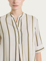 Blusa a righe spaziate e manica corta in EcoSeta Verdi Donna - Ragno