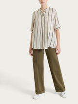 Blusa a righe spaziate e manica corta in EcoSeta Verdi Donna - Ragno