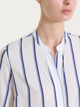 Blusa a righe spaziate e manica corta in EcoSeta Blu Donna - Ragno