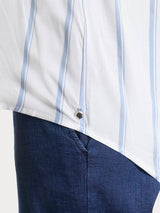 Blusa a righe spaziate e manica corta in EcoSeta Azzurri Donna - Ragno