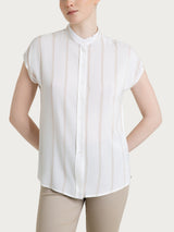 Blanco Camisa de rayas espaciadas de manga corta de mujer de Ecoseta - Ragno
