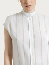 Blanco Camisa de rayas espaciadas de manga corta de mujer de Ecoseta - Ragno