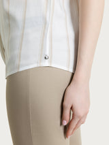 Blanco Camisa de rayas espaciadas de manga corta de mujer de Ecoseta - Ragno