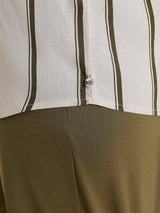 Camicia a righe spaziate e manica corta in EcoSeta Verdi Donna - Ragno