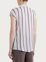 Camisa marrón de manga corta a rayas espaciadas Ecoseta - Ragno