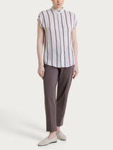 Camisa marrón de manga corta a rayas espaciadas Ecoseta - Ragno