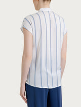 Camisa de rayas espaciadas de manga corta en Ecoseta Azules Mujer - Ragno