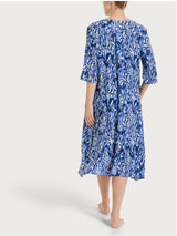 Abito lungo con fantasia in Crêpe Blu Donna - Ragno