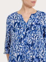 Abito lungo con fantasia in Crêpe Blu Donna - Ragno