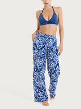 Pantalone ampio con fantasia in Crêpe Blu Donna - Ragno