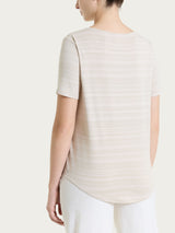 Maglietta con righe orizzontali alternate in Viscosa Summer e Lurex Bianchi Donna - Ragno