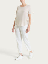 Maglietta con righe orizzontali alternate in Viscosa Summer e Lurex Bianchi Donna - Ragno