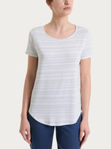 Maglietta con righe orizzontali alternate in Viscosa Summer e Lurex Bianchi Donna - Ragno