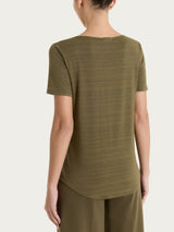 Maglietta con righe orizzontali alternate in Viscosa Summer e Lurex Verdi Donna - Ragno