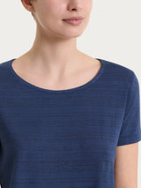 Maglietta con righe orizzontali alternate in Viscosa Summer e Lurex Blu Donna - Ragno
