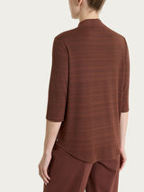 Maglietta con scollo a V e righe orizzontali alternate in Viscosa Summer Marroni Donna - Ragno