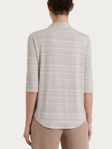 Maglietta con scollo a V e righe orizzontali alternate in Viscosa Summer Bianchi Donna - Ragno