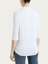 Maglietta con scollo a V e righe orizzontali alternate in Viscosa Summer Bianchi Donna - Ragno