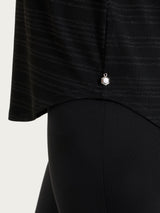 Maglietta con scollo a V e righe orizzontali alternate in Viscosa Summer Neri Donna - Ragno