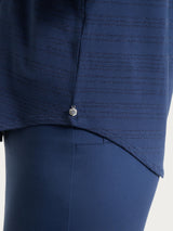 Maglietta con scollo a V e righe orizzontali alternate in Viscosa Summer Blu Donna - Ragno