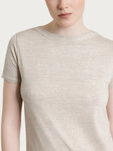 Maglietta girocollo con stampa in jersey di viscosa crêpe Bianchi Donna - Ragno