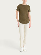 Maglietta girocollo con stampa in jersey di viscosa crêpe Verdi Donna - Ragno