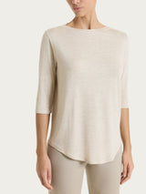 Maglietta con stampa e scollo a barchetta in jersey di viscosa crêpe Bianchi Donna - Ragno