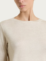 Maglietta con stampa e scollo a barchetta in jersey di viscosa crêpe Bianchi Donna - Ragno