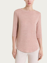 Maglietta con stampa e scollo a barchetta in jersey di viscosa crêpe Rosa Donna - Ragno