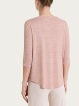 Maglietta con stampa e scollo a barchetta in jersey di viscosa crêpe Rosa Donna - Ragno