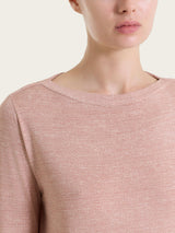 Maglietta con stampa e scollo a barchetta in jersey di viscosa crêpe Rosa Donna - Ragno