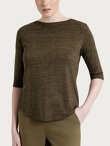 Green Women's Green Crêpe Viscose Jersey print and boat neck t-shirt - Ragno