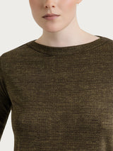 Green Women's Green Crêpe Viscose Jersey print and boat neck t-shirt - Ragno