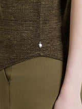 Green Women's Green Crêpe Viscose Jersey print and boat neck t-shirt - Ragno